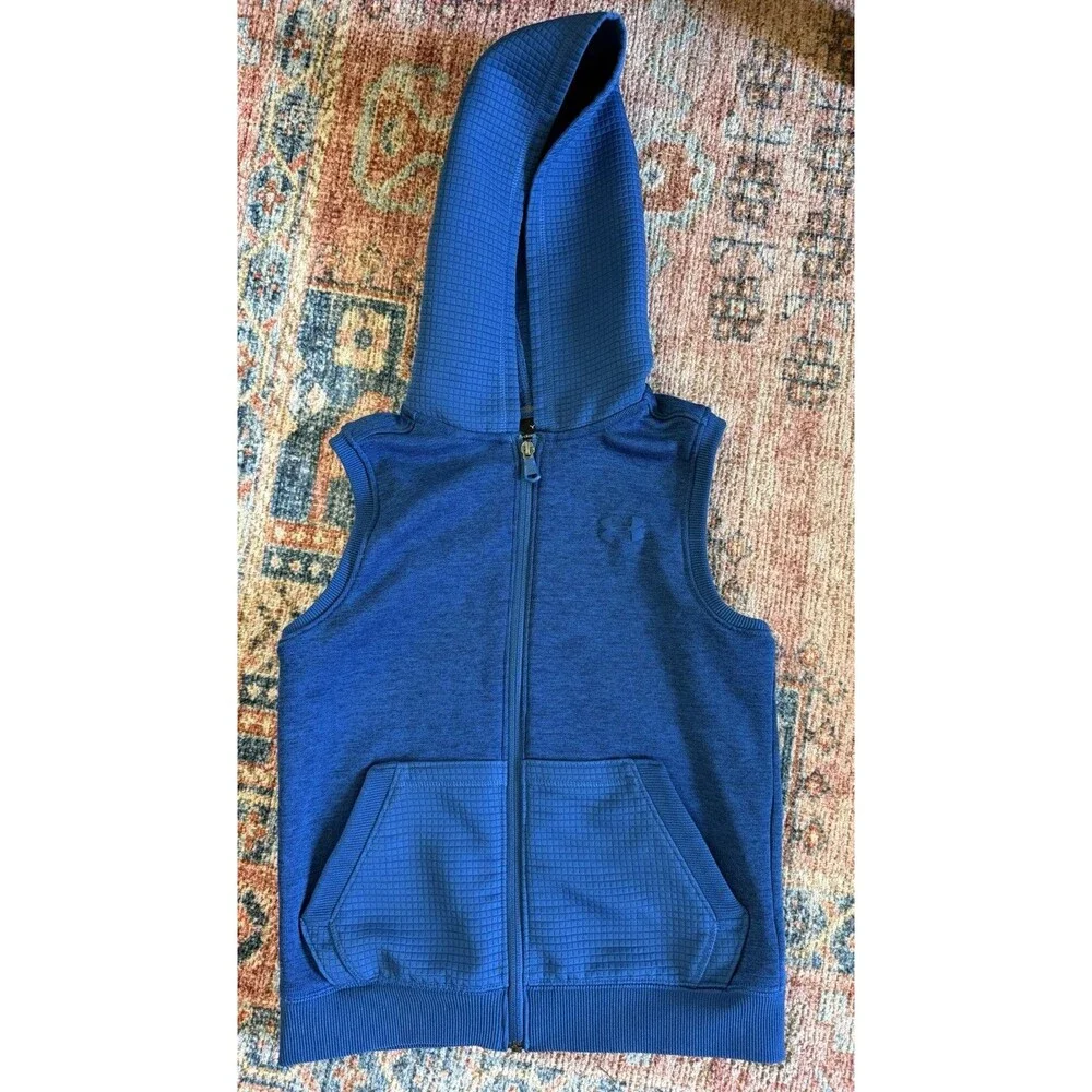Boys Blue Under Armour Sleeveless Zip Hoodie Size Youth Small